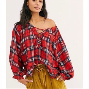 Free People We The Free Cloudbreaker Plaid Tunic Top